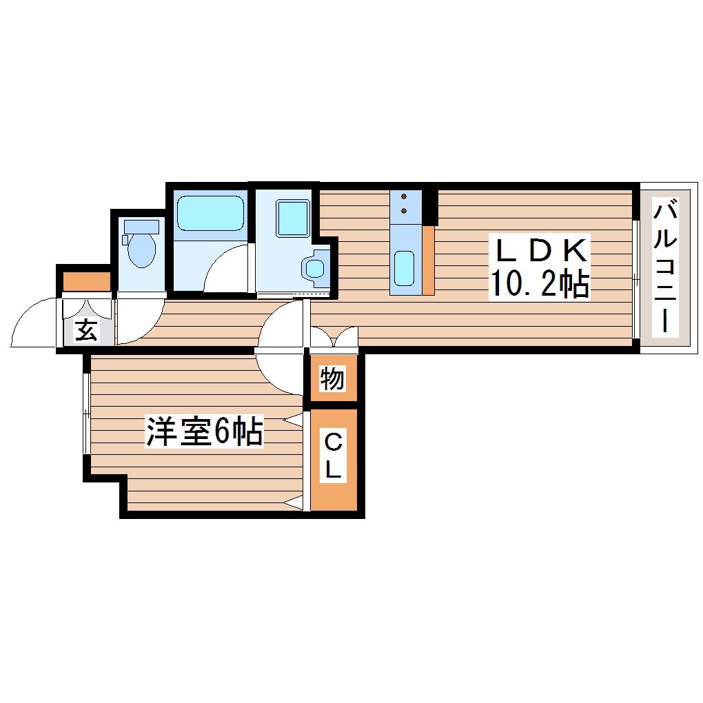 ブリリアンクラス榴岡(1LDK/5階)の間取り写真
