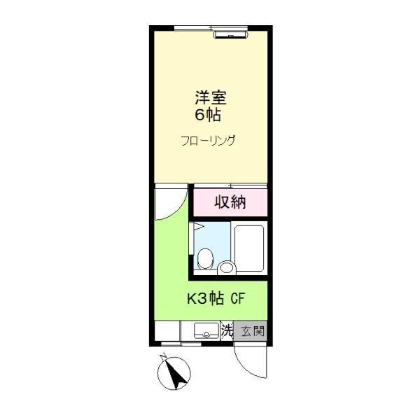 山岸ビル(1K/4階)の間取り写真