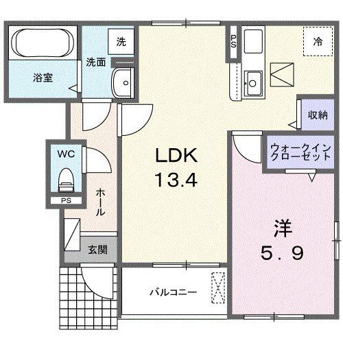 プロムナード大神II(1LDK/1階)の間取り写真