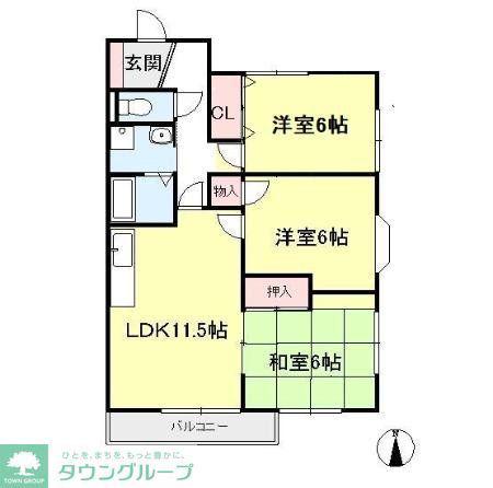 第二アネックス片倉(3LDK/2階)の間取り写真