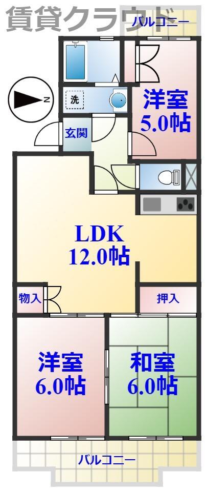 ビューコート学園台(3LDK/3階)の間取り写真