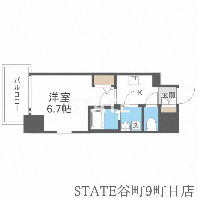 エスリード大阪上本町グリーズ(1K/13階)の間取り写真
