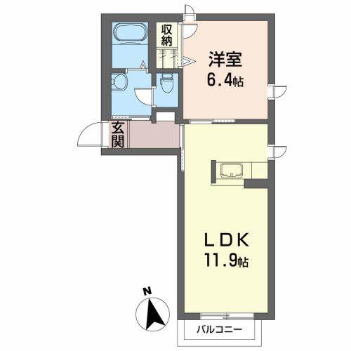コーポ山内A(1LDK/2階)の間取り写真