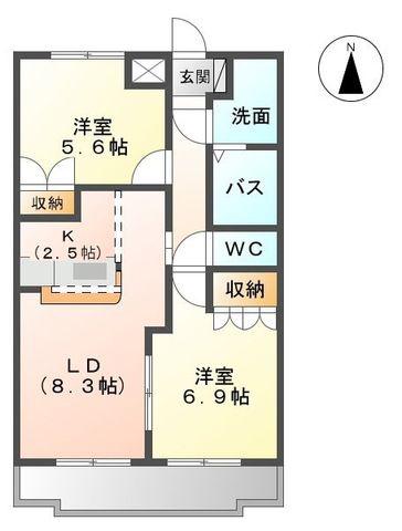 VILLAGE YOKODEN(2LDK/2階)の間取り写真