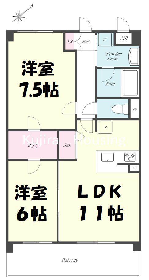 MS SQUARE(2LDK/1階)の間取り写真