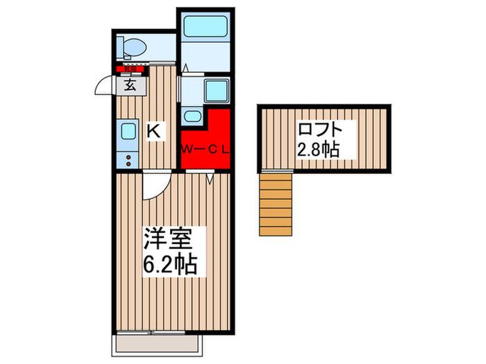 BELLA CASA 中浦和(1K/3階)の間取り写真