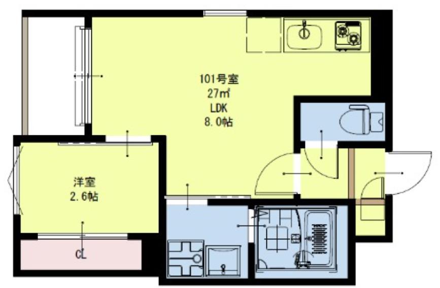 R-SMARTリヤン(1LDK/1階)の間取り写真