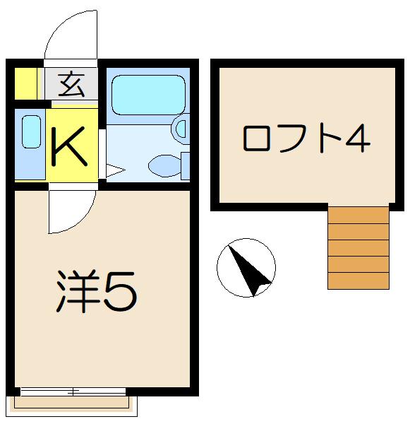 プラザドゥパナーシA棟(1K/2階)の間取り写真