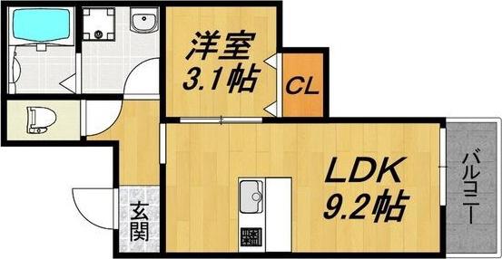 LE COCON 甚目寺II(1LDK/1階)の間取り写真