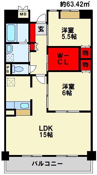 ラ・フィーネ20(2LDK/3階)の間取り写真