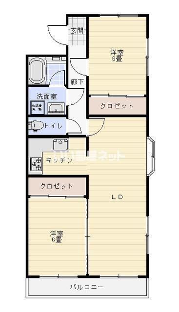市川第四ビル(2LDK/3階)の間取り写真