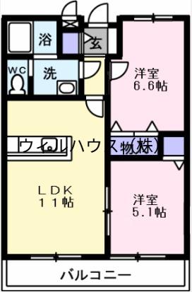 セトルⅢ(2LDK/2階)の間取り写真