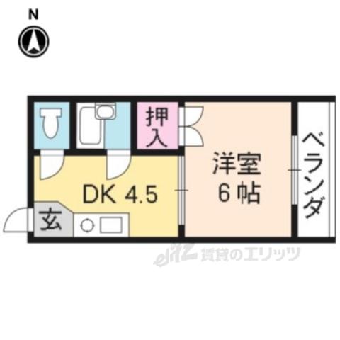 エスポワール朱雀(1DK/4階)の間取り写真