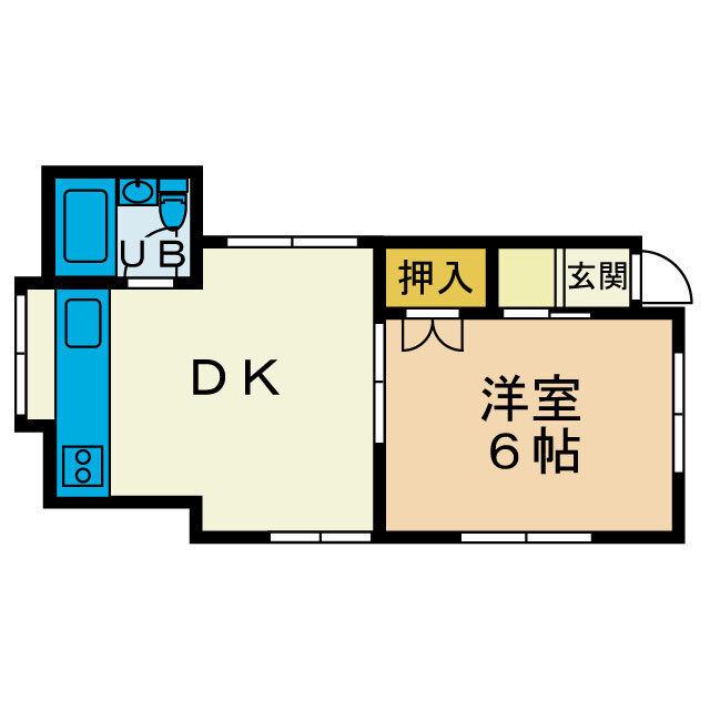 ウェルハイツ(1DK/1階)の間取り写真