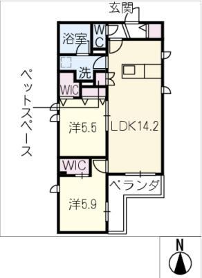 MAISON CEREZO(2LDK/3階)の間取り写真