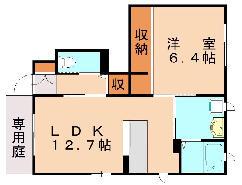 シャーメゾン茶屋の原I  B棟(1LDK/1階)の間取り写真