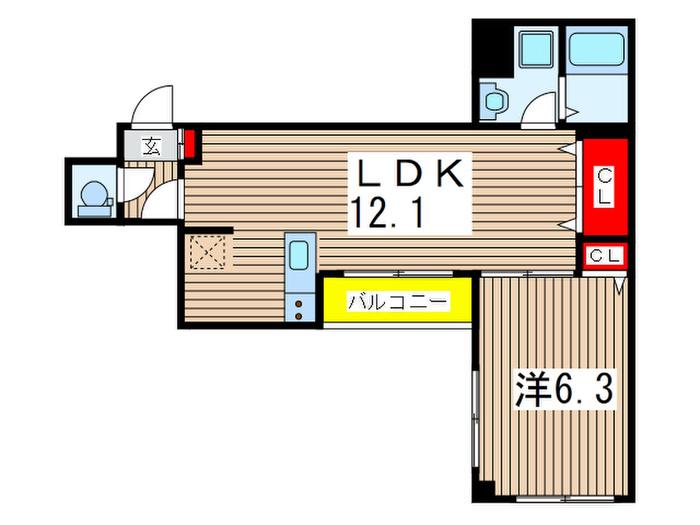 KENEDIX千葉中央(1LDK/5階)の間取り写真