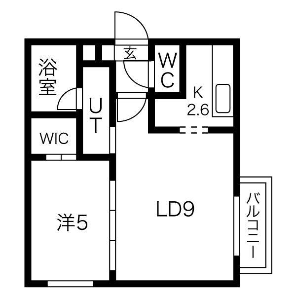 アルファ中島公園(1LDK/2階)の間取り写真