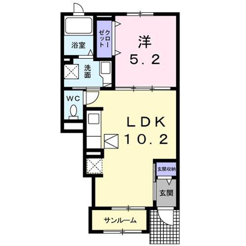 ハーモニスタ(1LDK/1階)の間取り写真