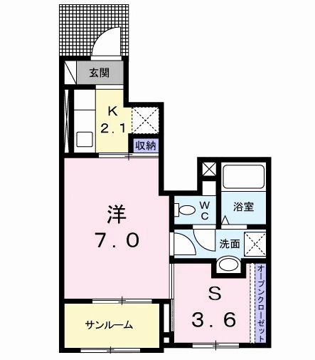 CASA FELICE(1SK/1階)の間取り写真