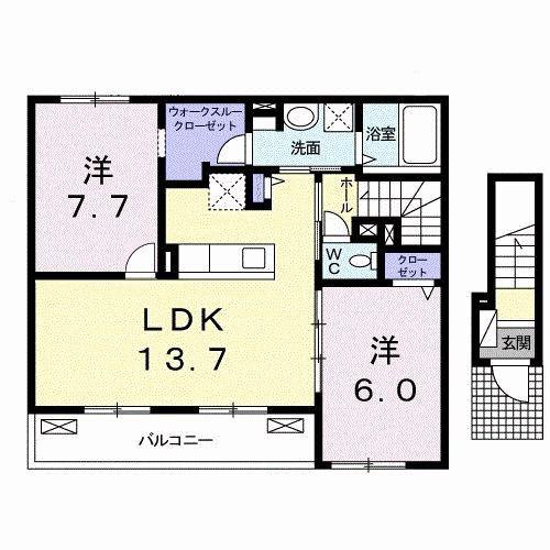レット・イット・ビィ2(2LDK/2階)の間取り写真