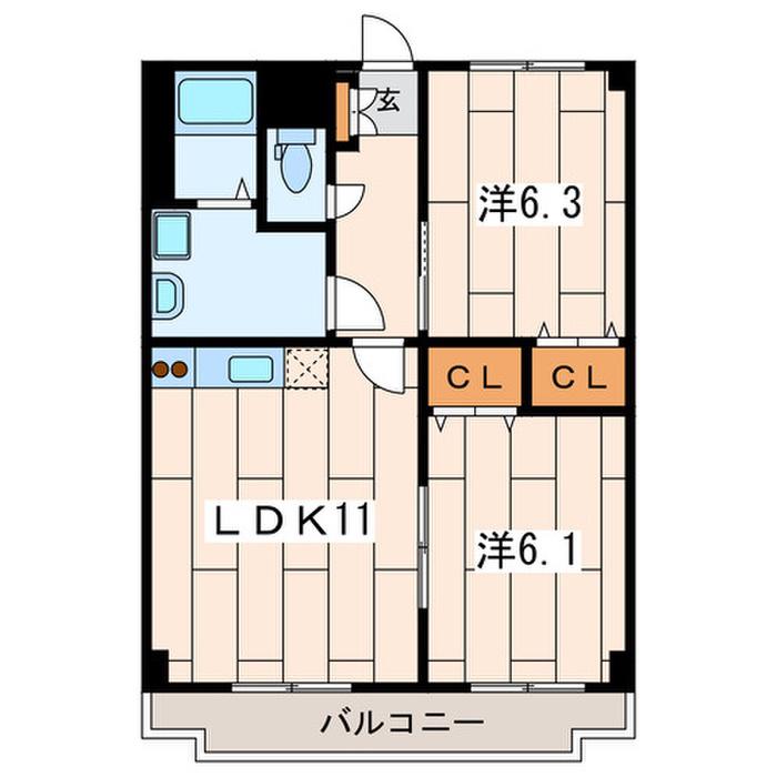 クレスタート2(2LDK/3階)の間取り写真