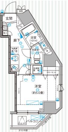 ミテッツァ北品川(1K/7階)の間取り写真