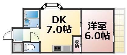PALMIZIO鶴橋(1DK/2階)の間取り写真