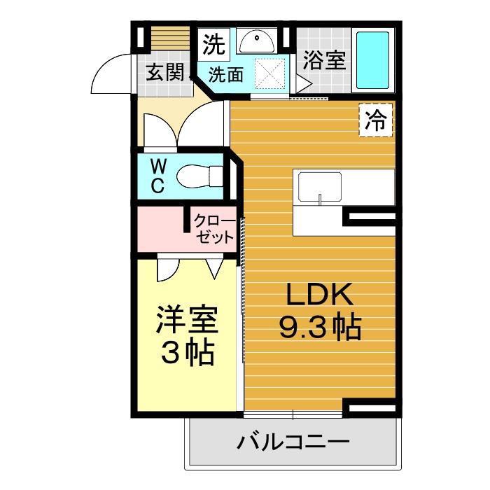 レジデンス健光(1LDK/1階)の間取り写真