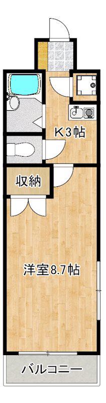 第5筑水ビル(1K/5階)の間取り写真