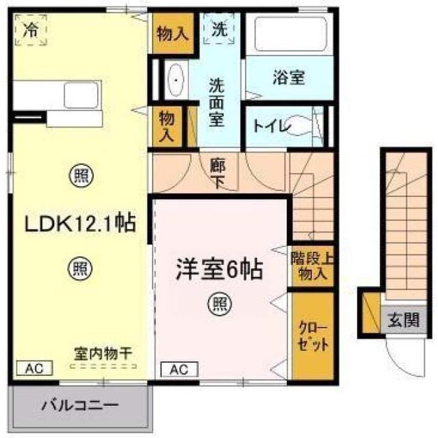LIEN 阿見町本郷(1LDK/2階)の間取り写真
