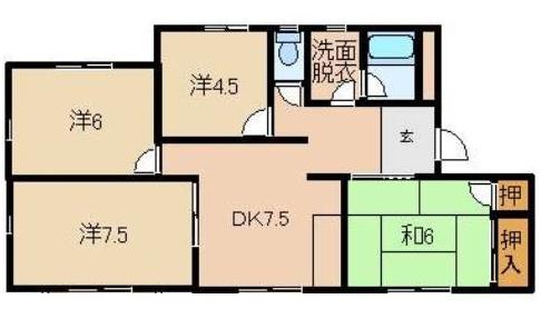 コスモプラン21園部(4DK/1階)の間取り写真