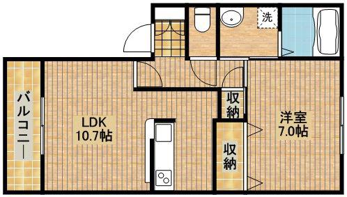 ミランKC(1LDK/2階)の間取り写真