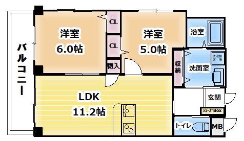 ルーデンス保塚(2LDK/3階)の間取り写真