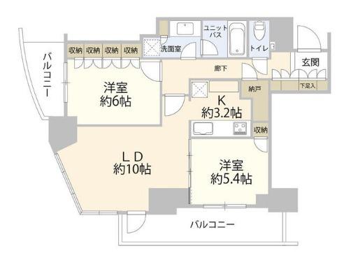 パークコート乃木坂ザタワー(2LDK/5階)の間取り写真