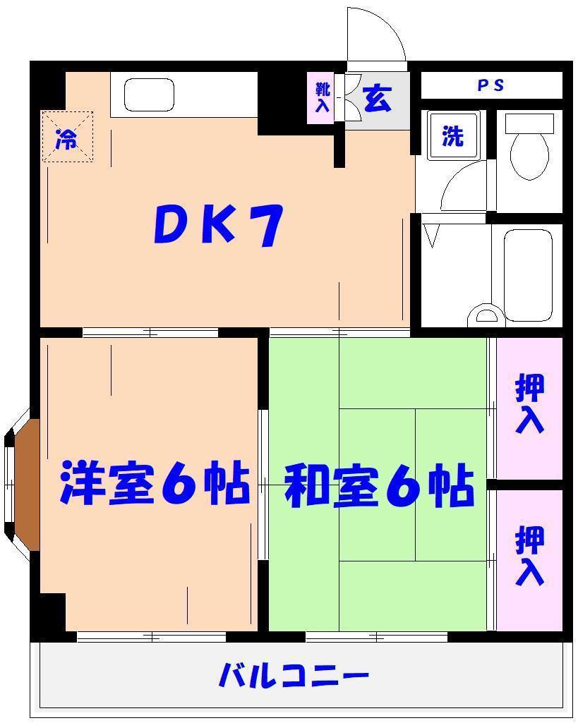 メゾングランドリヴィエール(2DK/3階)の間取り写真