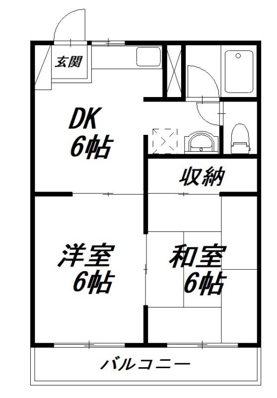 アーバンライフ壱番街(2DK/2階)の間取り写真