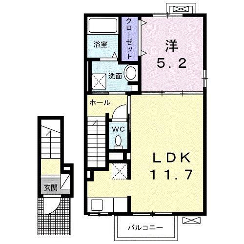 クレメント ハウス(1LDK/2階)の間取り写真