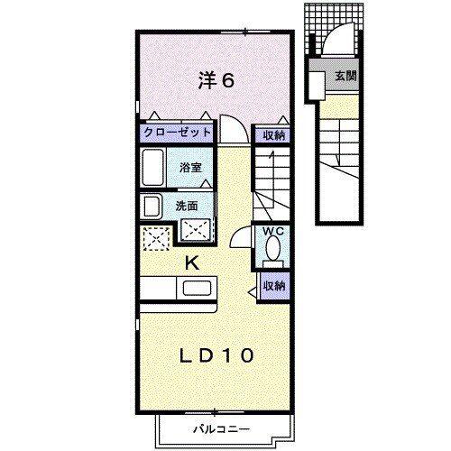プリムローズ(1LDK/2階)の間取り写真