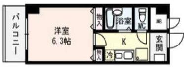 オークハイツ (1K/8階)の間取り写真