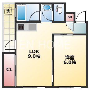 境川マンション(1LDK/2階)の間取り写真