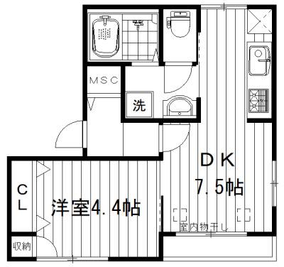 LAVIEEN FLEURS(1DK/3階)の間取り写真