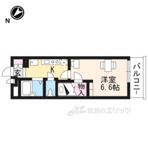 レオパレス深草(1K/1階)の間取り写真