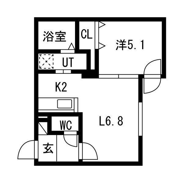 GRAN MOON(1LDK/1階)の間取り写真