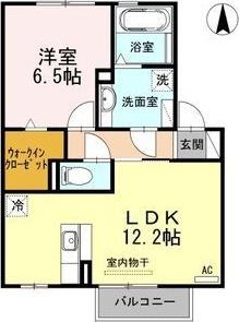 アムール丹陽II(1LDK/2階)の間取り写真