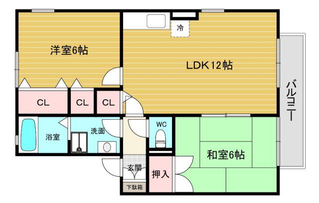 アンジュール(2LDK/2階)の間取り写真