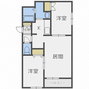 グランメール栄通20A(2LDK/1階)の間取り写真