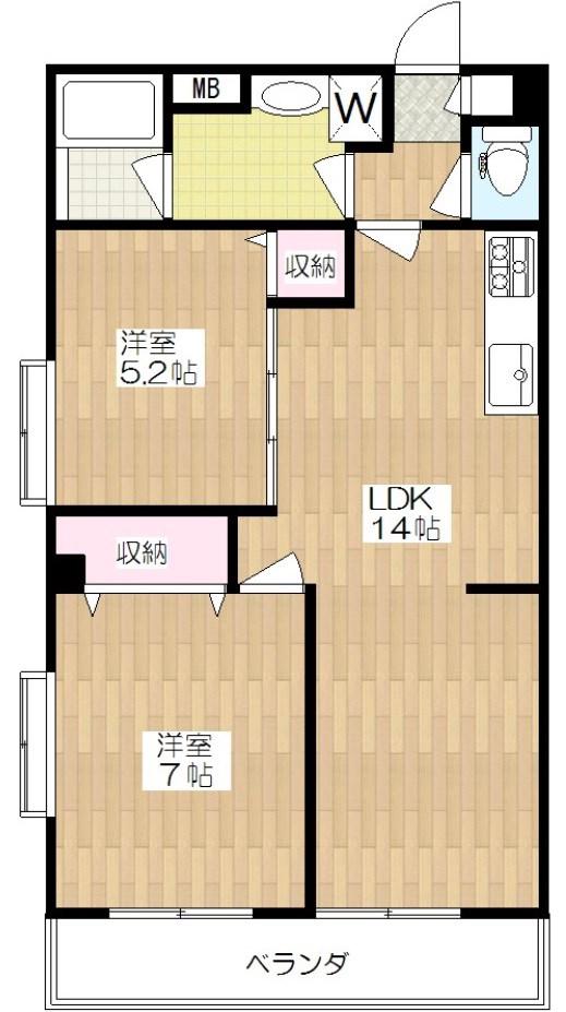 ローゼ代田(2LDK/3階)の間取り写真