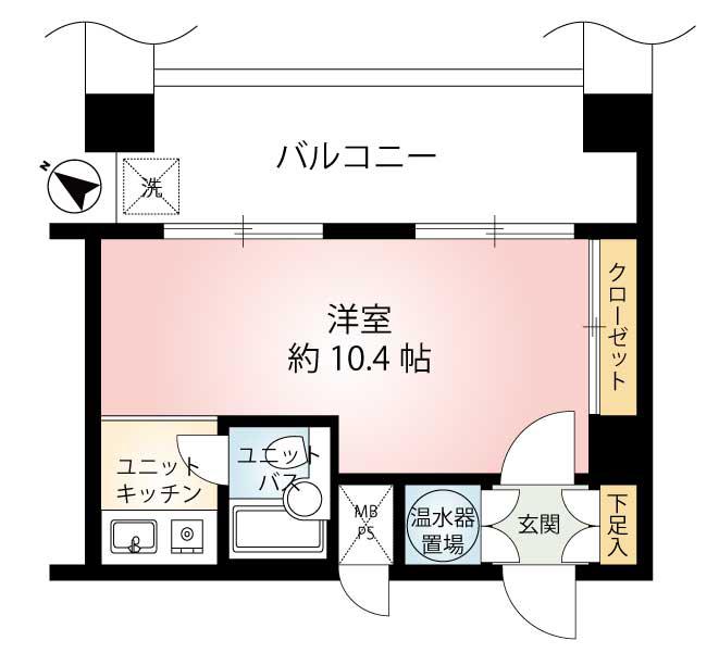 ダイアパレス飯田橋(ワンルーム/6階)の間取り写真