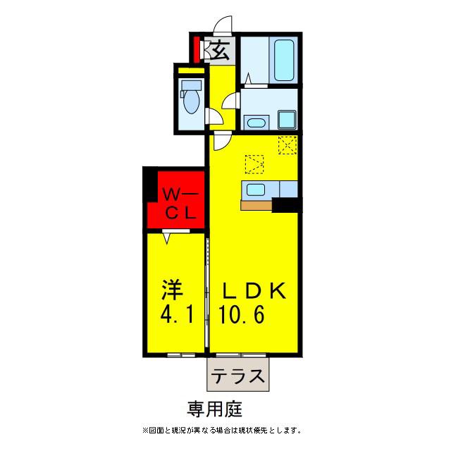 MILLE GRAINE(1LDK/1階)の間取り写真